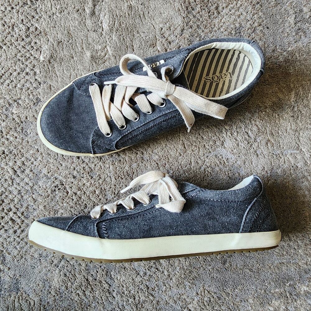 Taos Star Shoes Women's 8 Gray Canvas Low Top Lace Up Comfort Sneakers